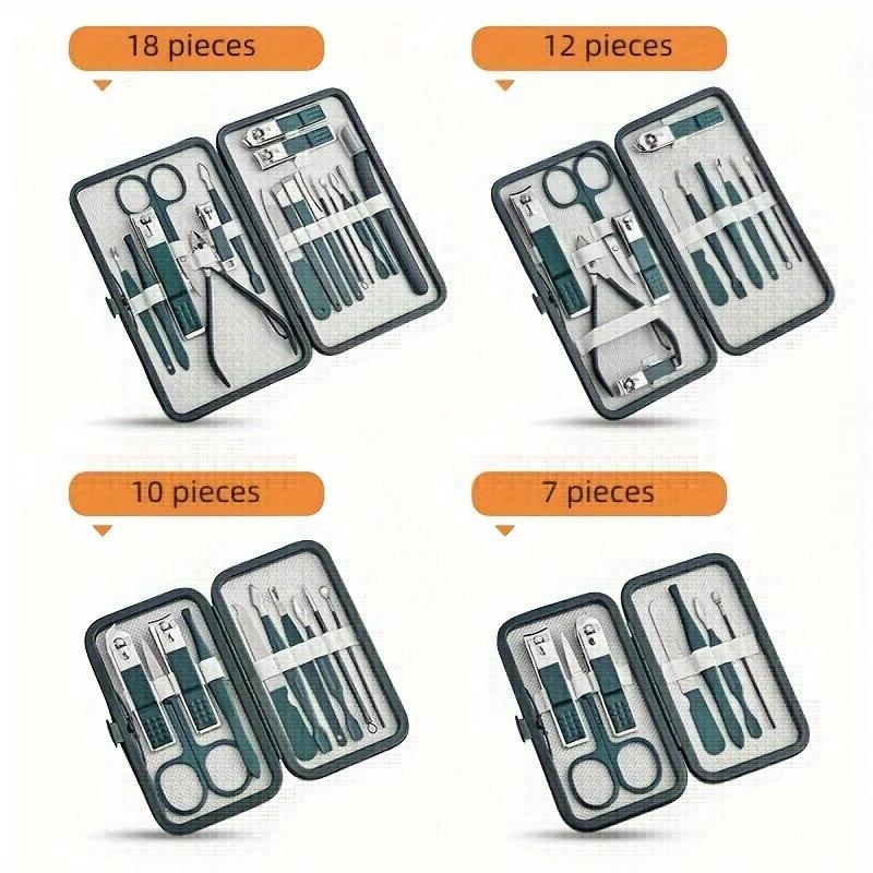 Kit de manucure et pédicure professionnel en acier inoxydable, ensemble de coupe-ongles avec étui de