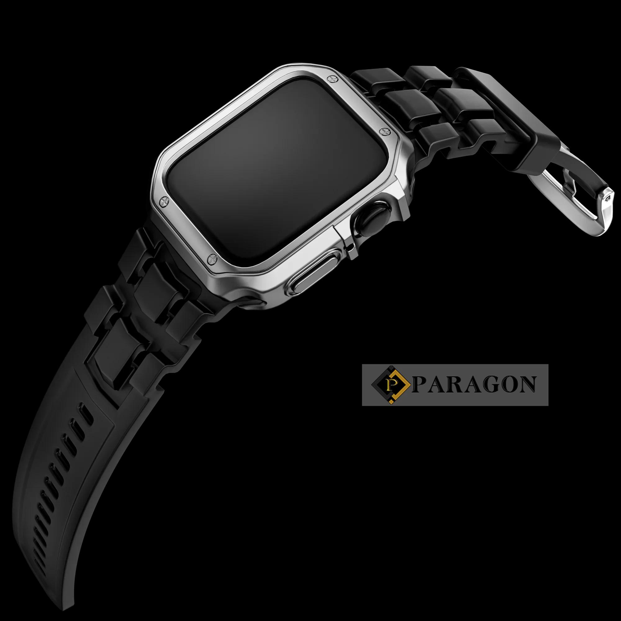Bracelet en caoutchouc de silicone et étui pour Apple Watch, bande TPU pour iWatch, Ultra Series 9, 