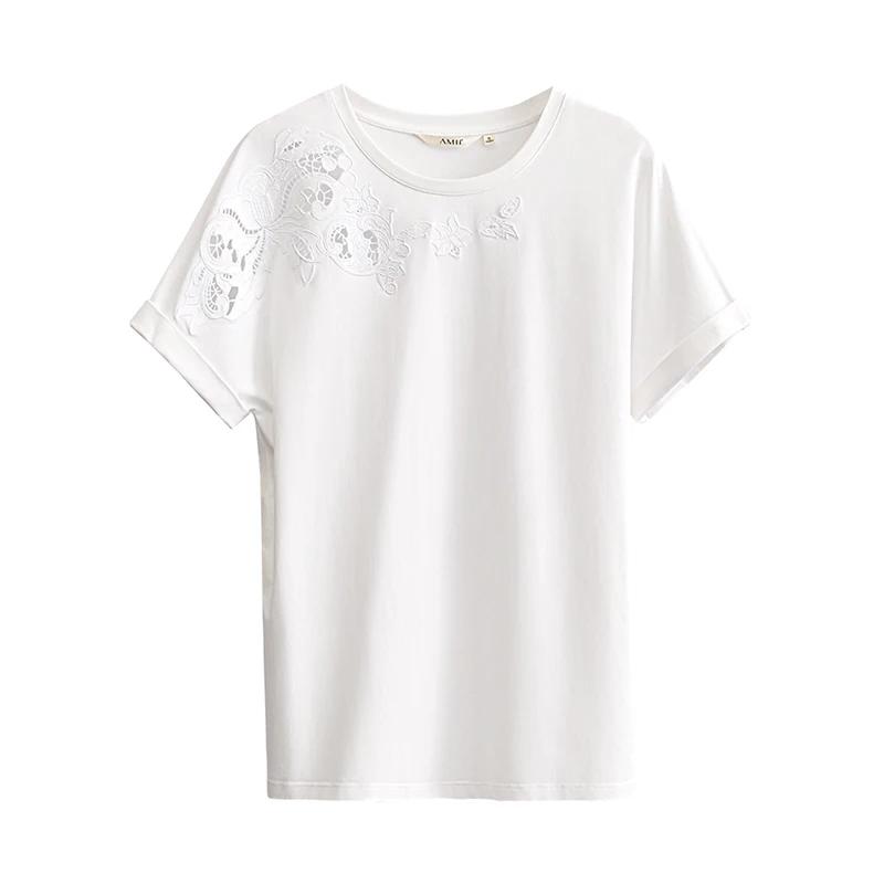 T-shirt Amii 2026 Nouvelle Collection Été Décontracté Ample Épaules Tombantes Manches Courtes Haut F
