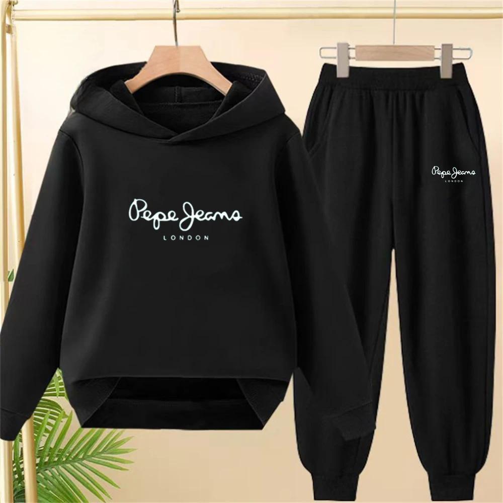 Garçon filles sweat à capuche pour enfants costume hauts + bas Toddle noir Sweatshirr blanc enfant 3