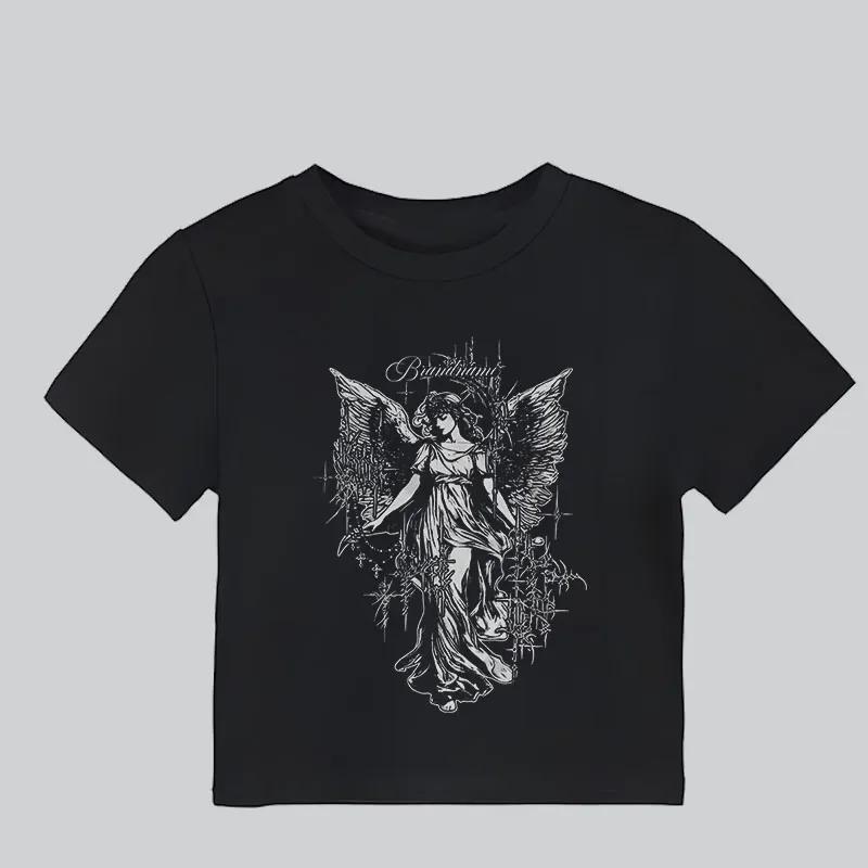 Punk Emo Girls Y2K Style Gothic Y-Women Short Sexy Casual Sling, Précieux Top, Lettre d'été, Vêtemen
