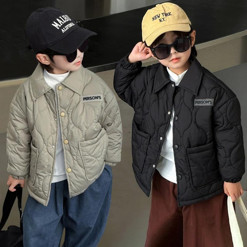 Veste d'automne en coton pour enfants, manteau chaud épais en velours pour garçons de 3 à 10 ans, co