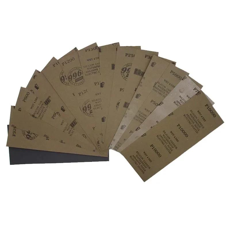 10 pièces papier de verre sec et humide 9x3.6 pouces feuilles de ponçage papier de verre étanche pou