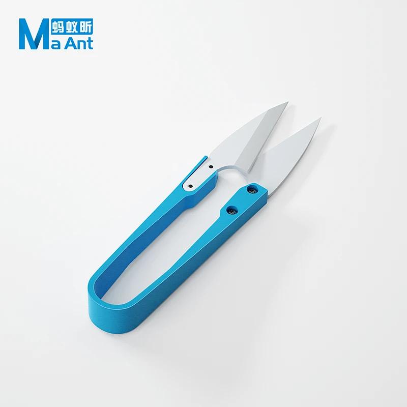 MaAnt couteau en céramique isolé bleu en forme de U, ciseaux de point de croix, ligne de poisson, sé