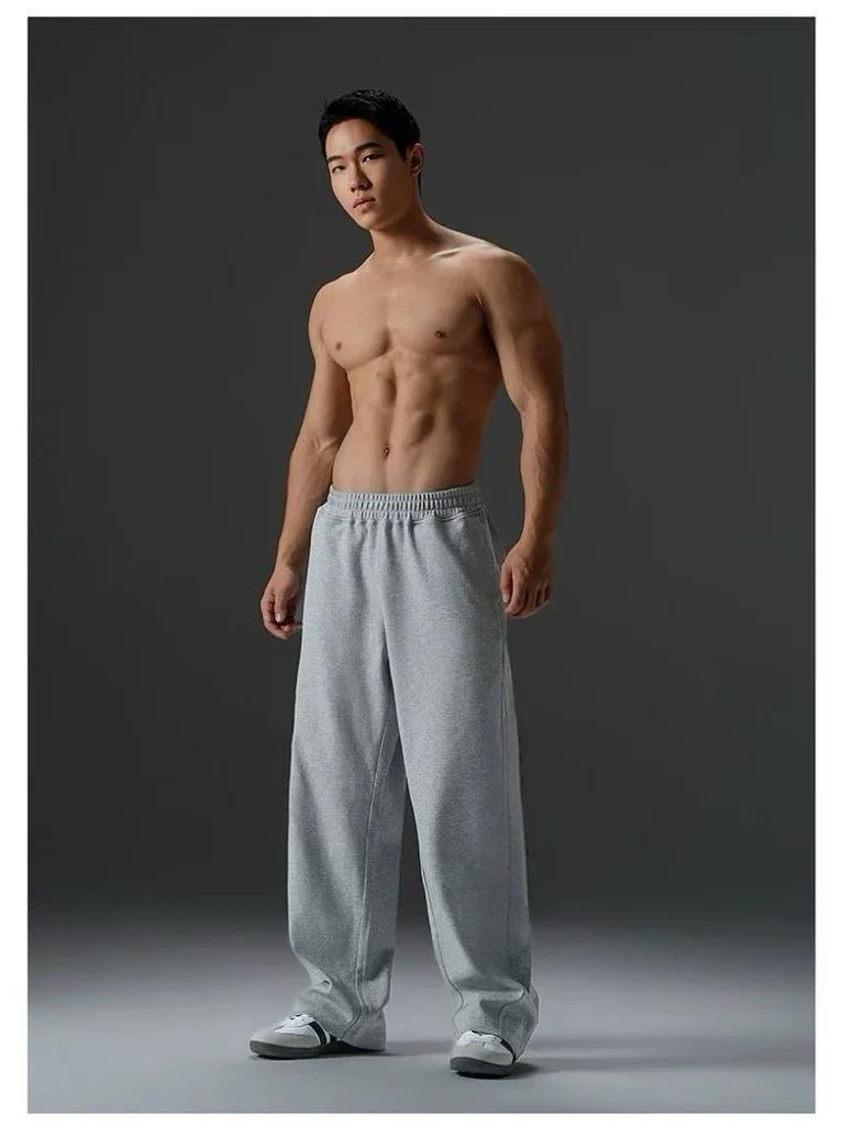Pantalon de sport en coton pour homme grande taille, pantalon décontracté à taille élastique de coul