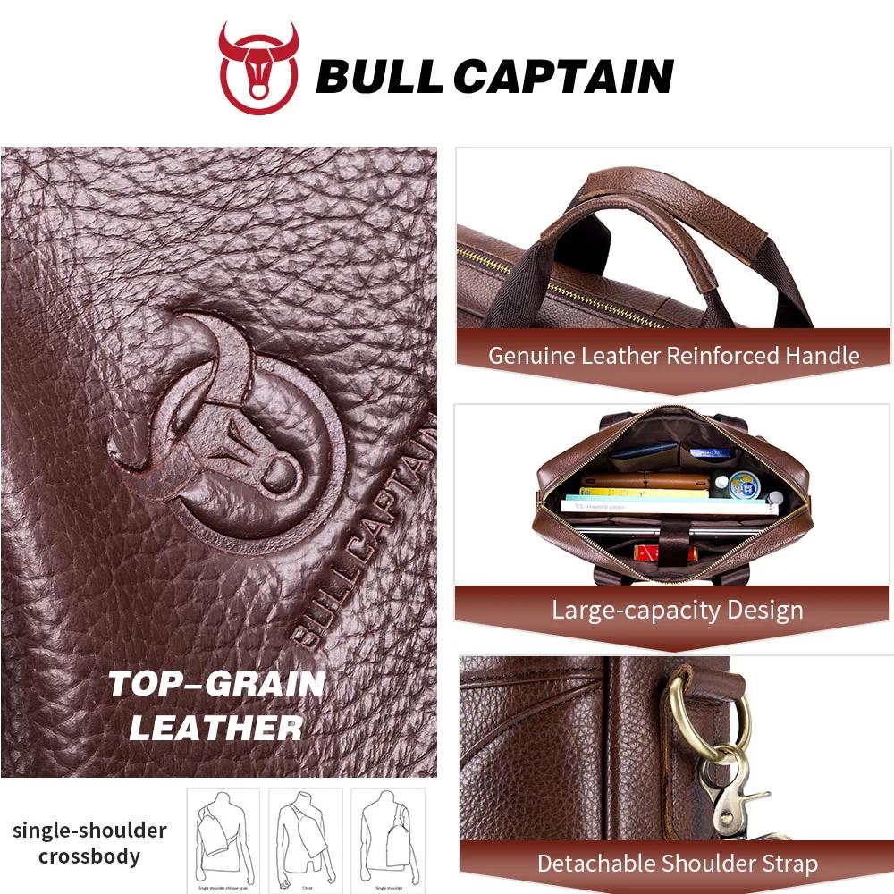 BULLCAPTAIN hommes porte-documents célèbre marque en cuir épaule sacs de messager bureau sac à main 