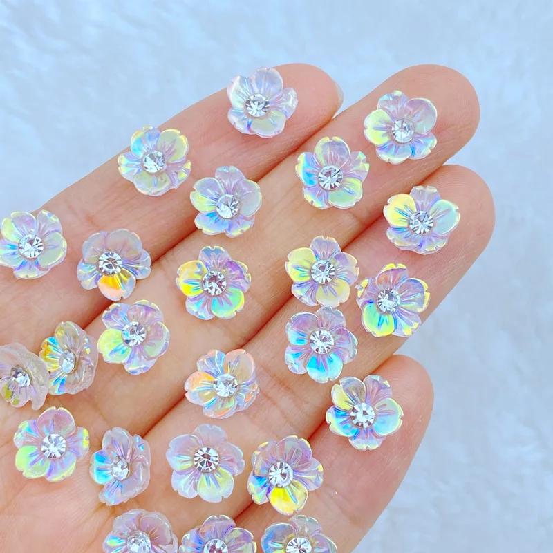 30 pièces nouveau mignon Mini brillant diamant fleur ongles strass gemmes paillettes Nail Art bijoux