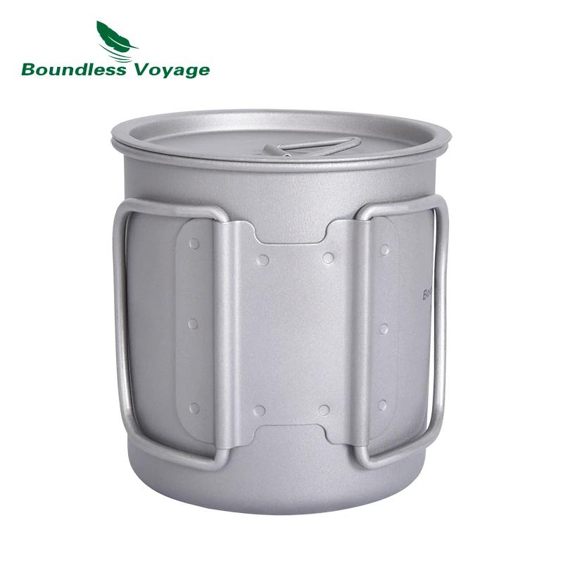 Boundless Voyage Camping Titanium Cup Mug, Outdoor Tourist Picnic Cooking Face Pot, Britware, Randon
