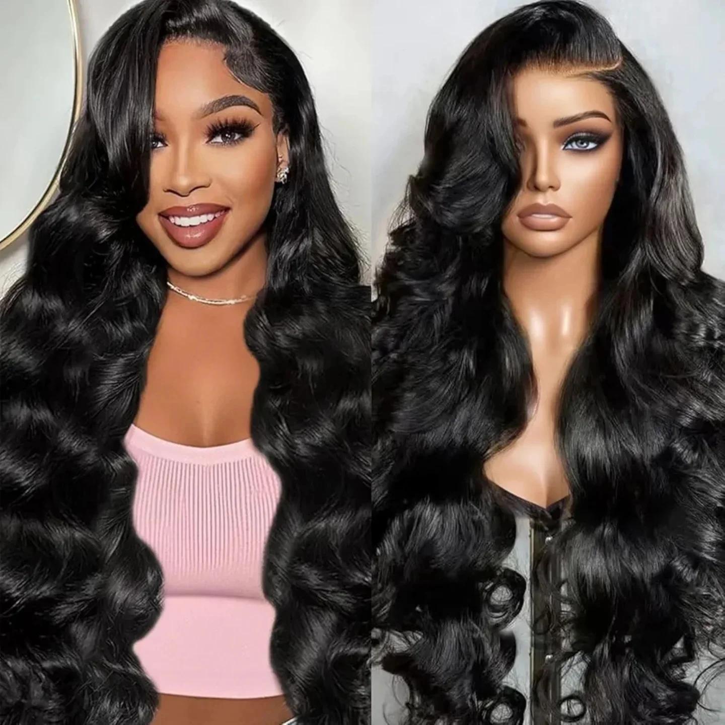40 pouces 13x6 vague de corps perruque frontale de cheveux humains 13x4 HD dentelle naturel noir ava