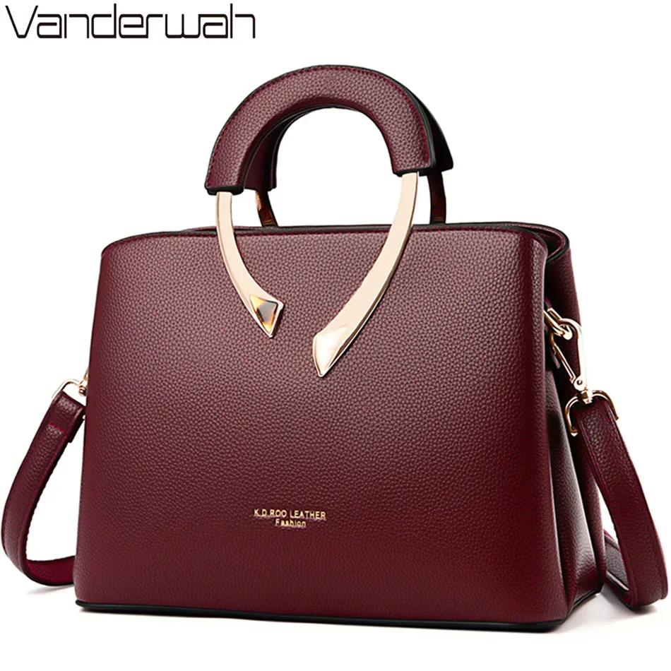 VANDERWAH véritable haute qualité en cuir Pu fourre-tout décontracté sacs à main de luxe femmes sacs