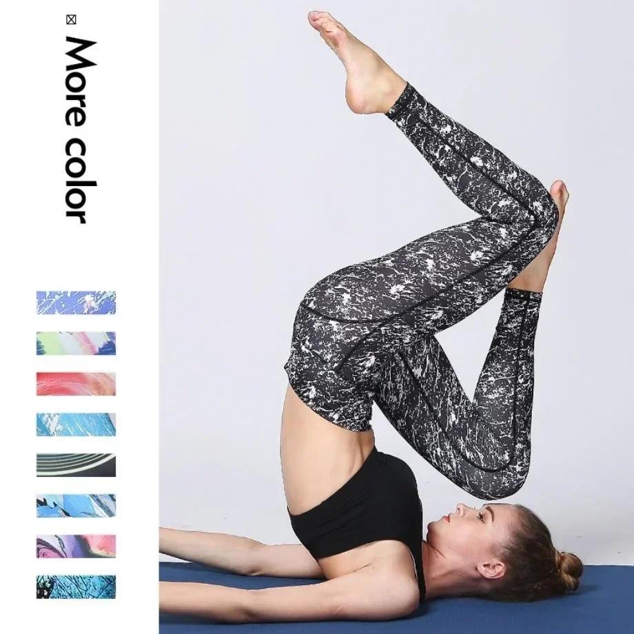 Pantalon yoga femme leggings sport taille haute fleurs push up entraînement contrôle ventre