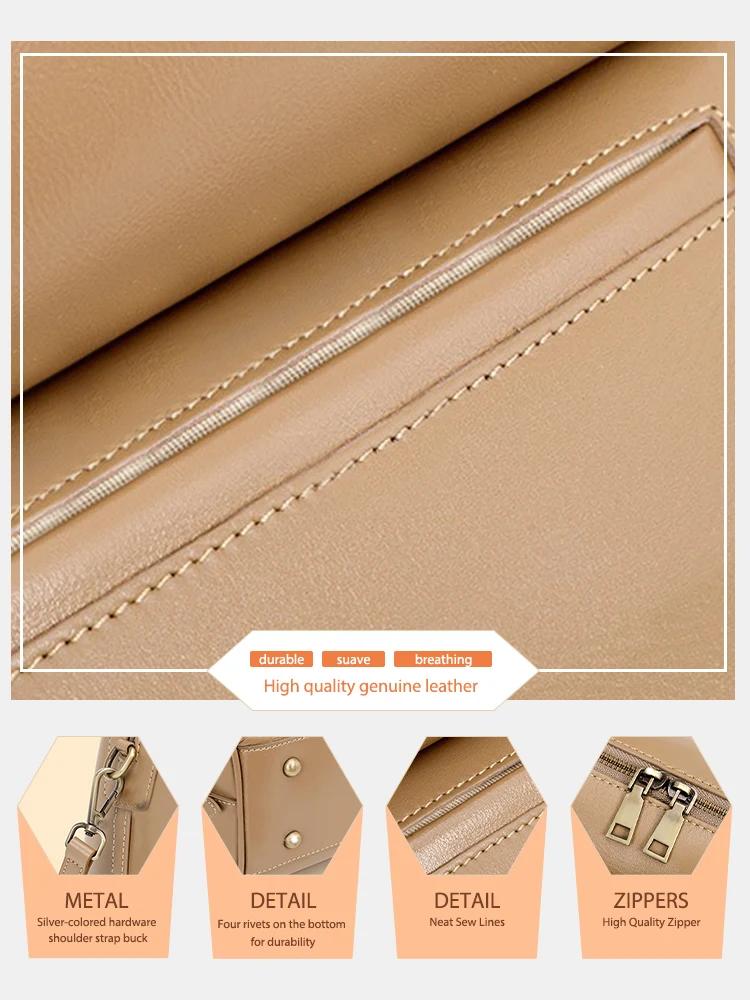 Zency sac à main en cuir véritable pour femme sac à bandoulière en peau de vache grande capacité Bos