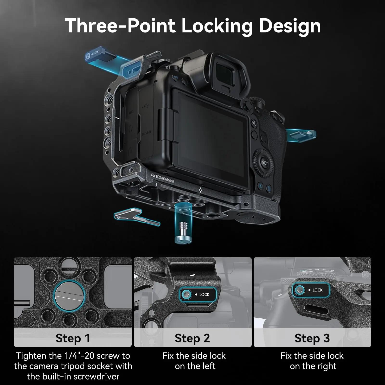 SmallRig – Cage de caméra «Black Mamba» pour Canon EOS R6 Mark II, plaque de dégagement rapide arca-
