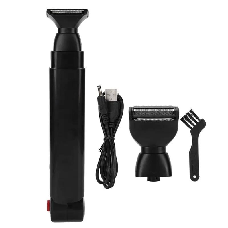 Rasoir électrique 2 en 1 pour le visage, Rechargeable, poignée pliable, épilation du dos, toilettage