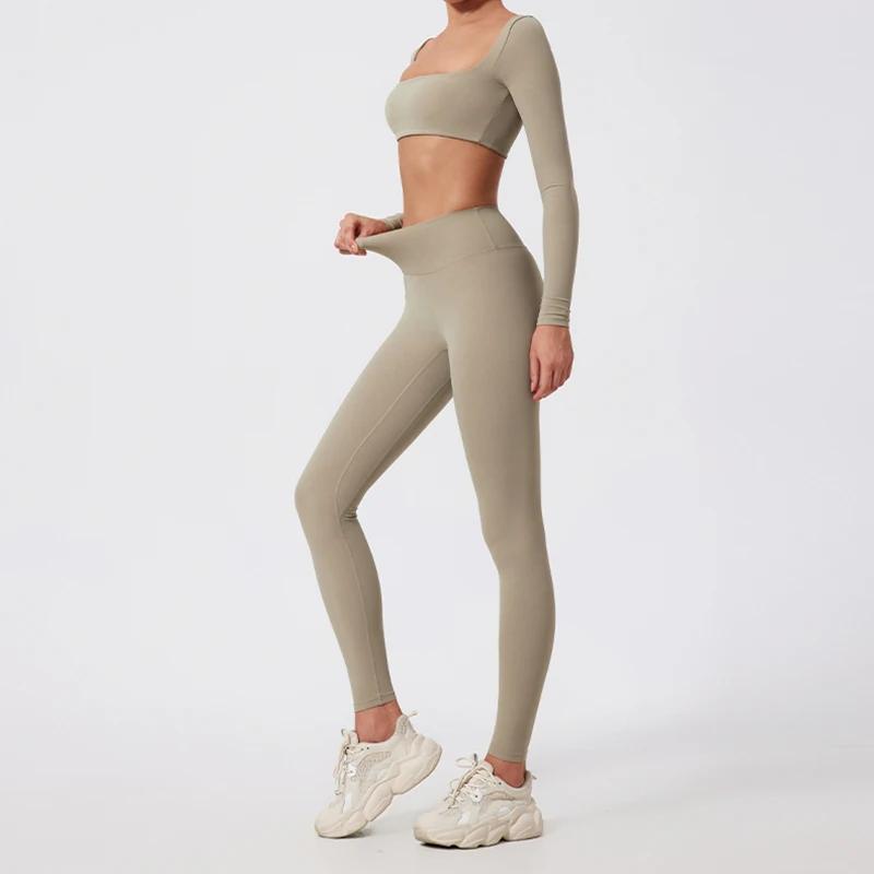 Ensemble sport femme Ctenkevet : manches longues pour running, yoga et fitness en plein air