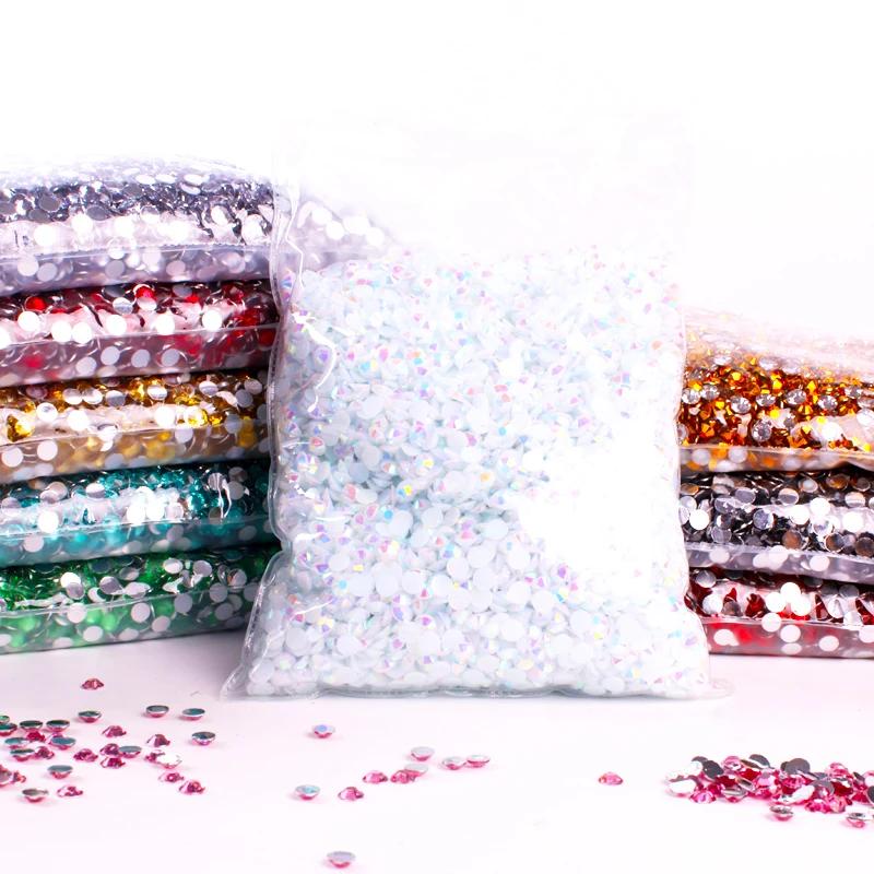 Grand paquet de strass en résine Non correcteurs, 2-6mm, vente en gros, cristaux en plastique à dos 
