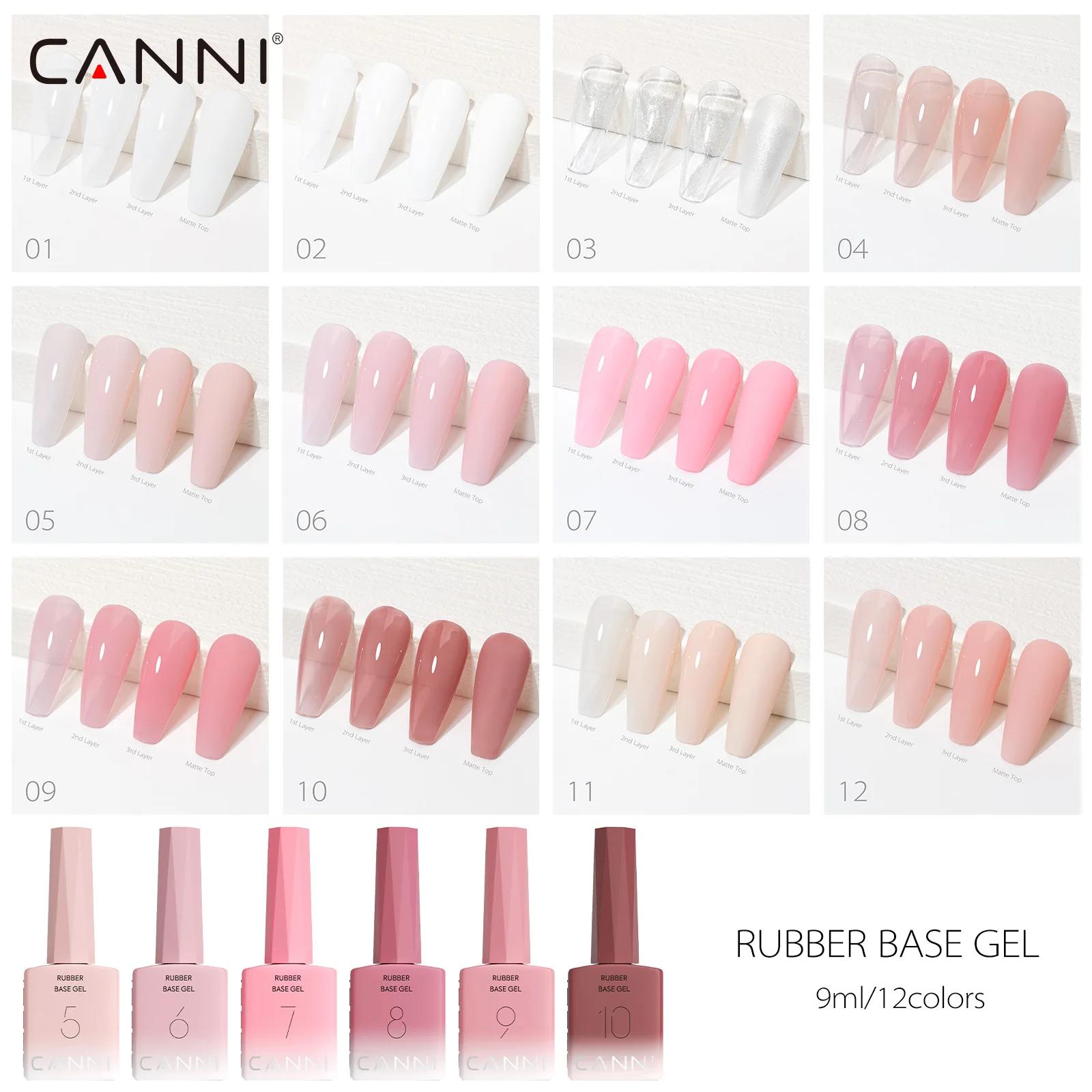 CANNI Gel de Base en caoutchouc 9ml 12 couleurs sans TPO/HEMA Base de constructeur souple tremper UV