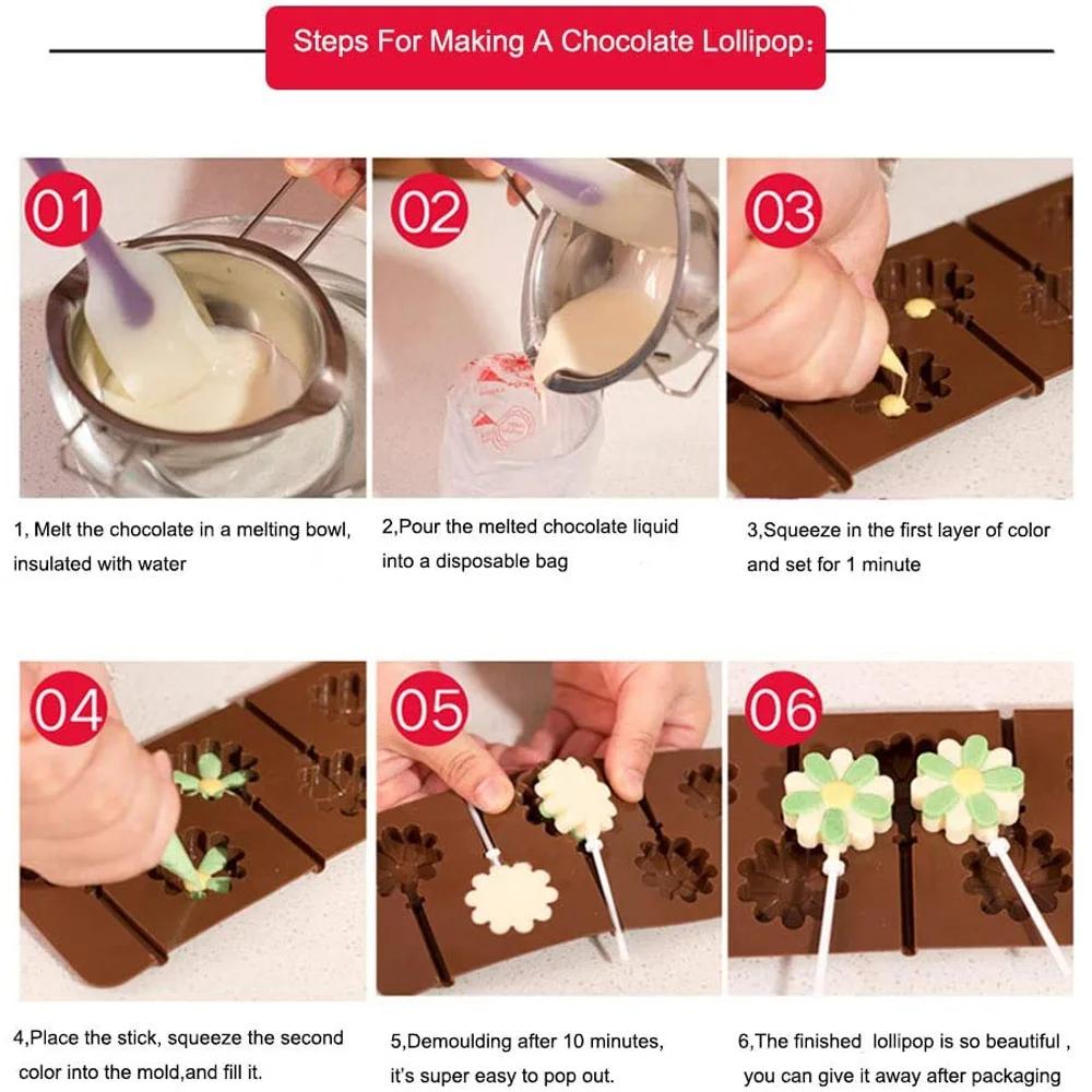 Moule rond à sucettes en Silicone, fleur mignonne, gelée, bonbons, chocolat, savon, ustensiles de cu