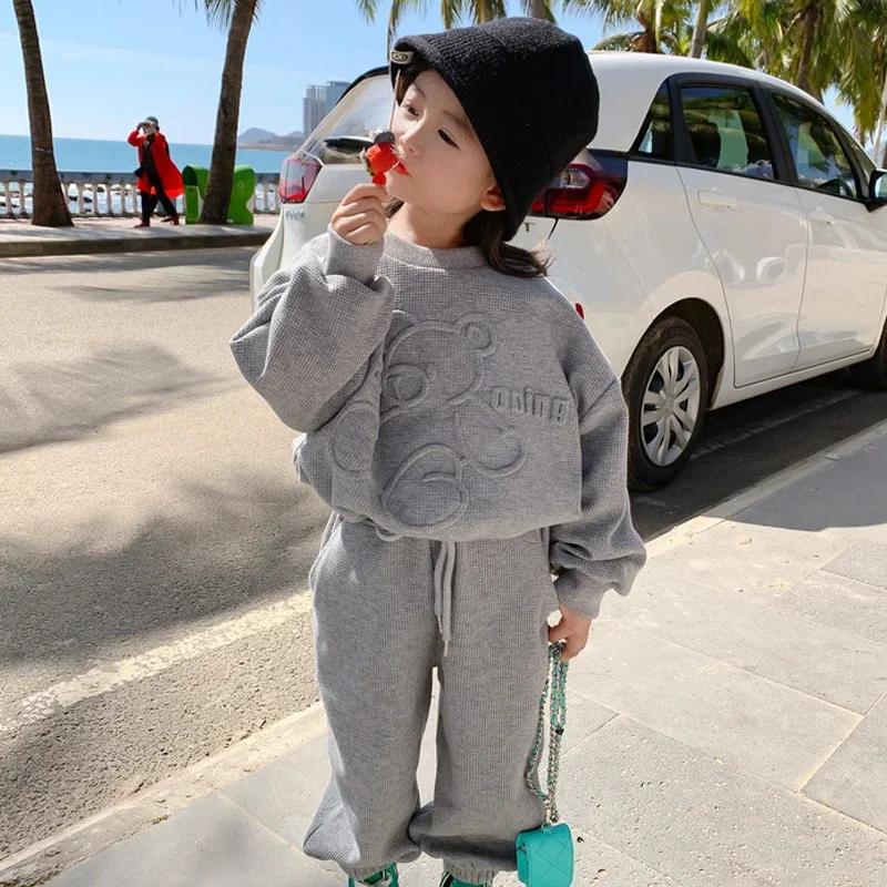 Ensemble de vêtements pour filles de 2 3 4 5 6 8 ans, sweat à capuche et pantalon à manches longues,