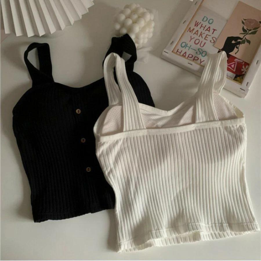 Hauts courts Y2K pour femmes, avec coussinets de soutien-gorge, Corset d'été, bretelles coréennes, g