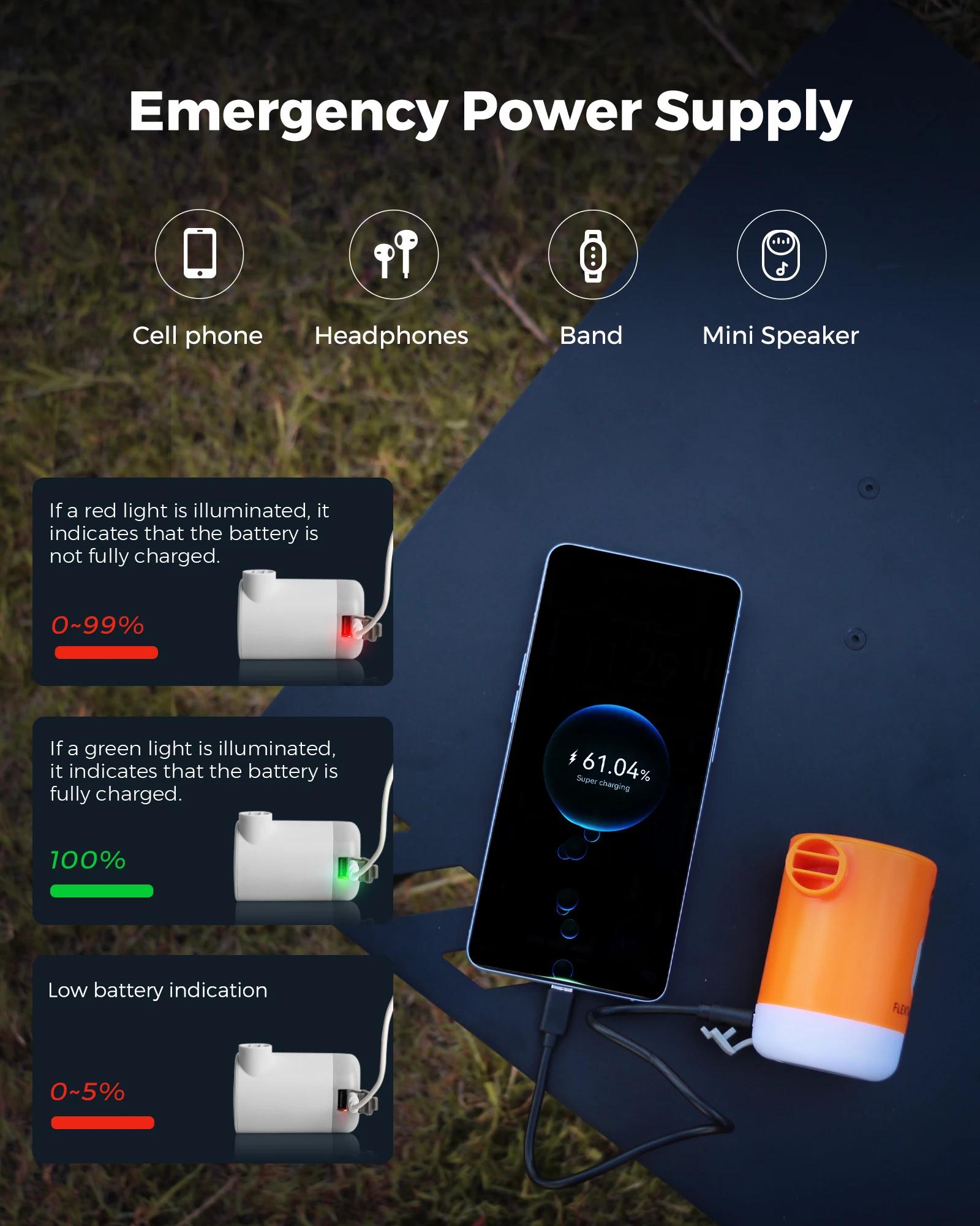 FLEXTAIL MAX PUMP 2 PRO - Gonfleur électrique à pompe à air portable avec lumière de camping et alim
