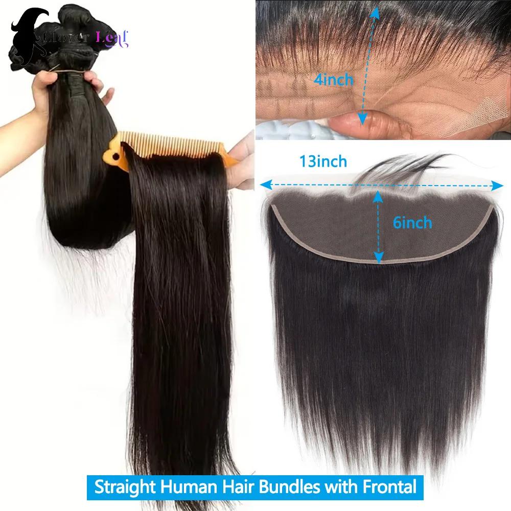 Paquets droits de cheveux humains avec frontal 13x4 paquets de cheveux bruts 100% Extensions de chev