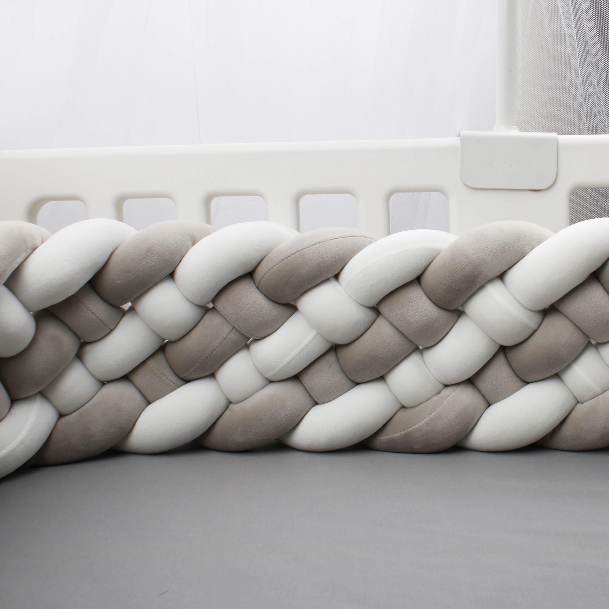 Pare-chocs de lit de bébé de 200cm, oreiller de noeud de tresse, coussin pour la protection de Cpull