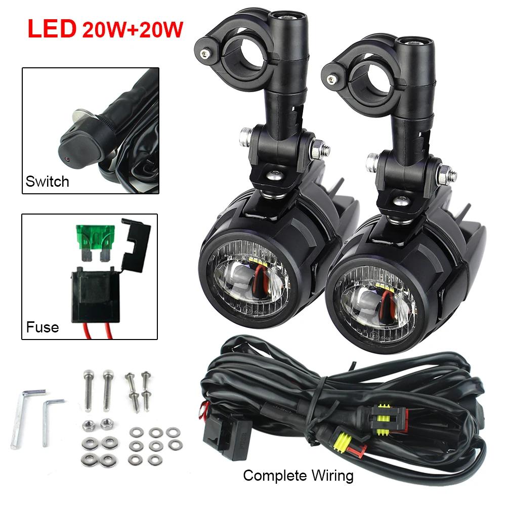 Feux auxiliaires LED antibrouillard pour moto universelle R1200GS F800GS K1600, 40W 6000K