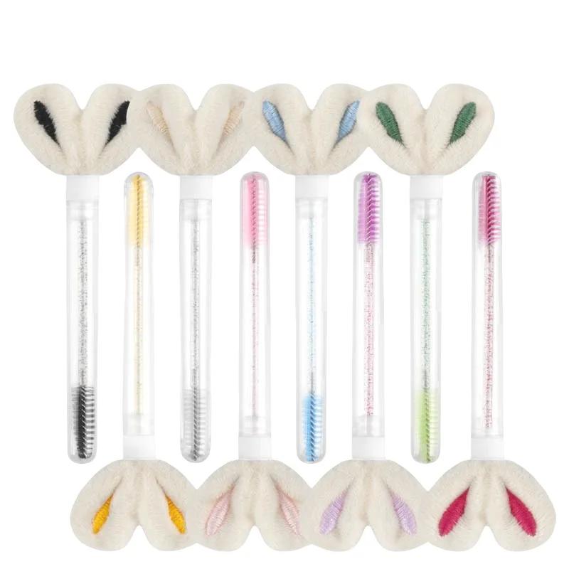 10 pièces Tube brosse à cils Extension de cils pinceaux de maquillage peigne à sourcils oreilles de 