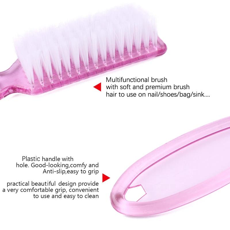 Brosse à ongles transparente, brosses de nettoyage, poignée en plastique, nettoyeur de brosse multif