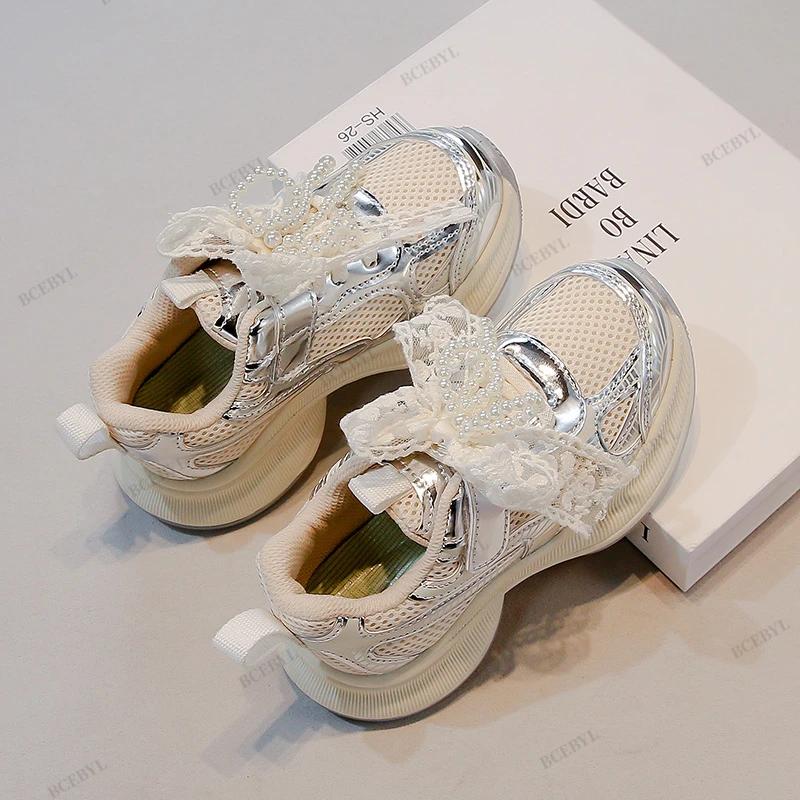 Bébé offre spéciale printemps/automne mode respirant semelle épaisse nœud perlé chaussures de Sport 