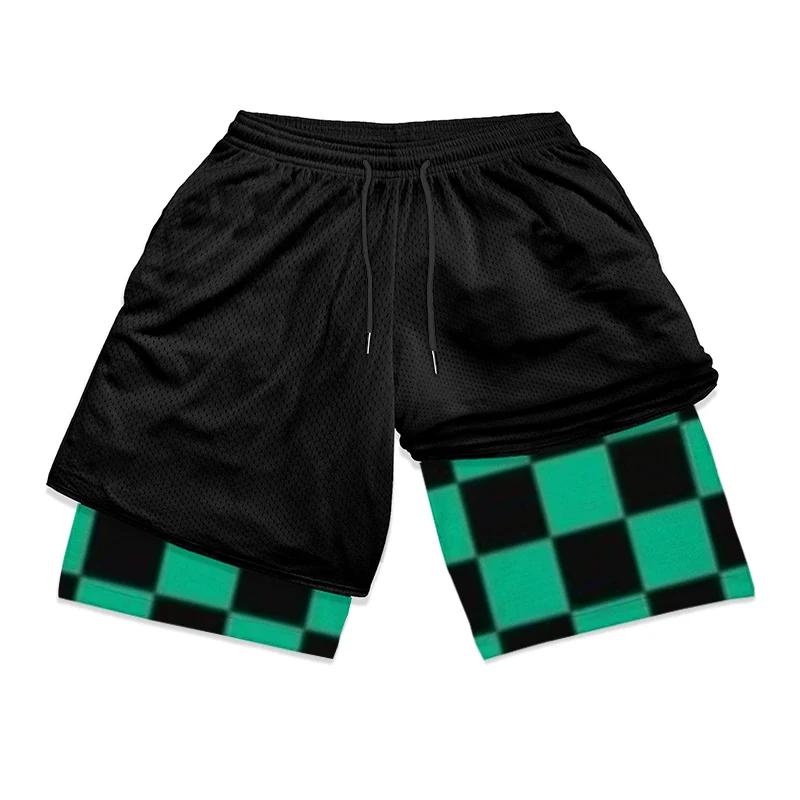 Short de sport athlétique 2 en 1 pour hommes, short élégant imprimé 3D avec poches, séchage rapide, 