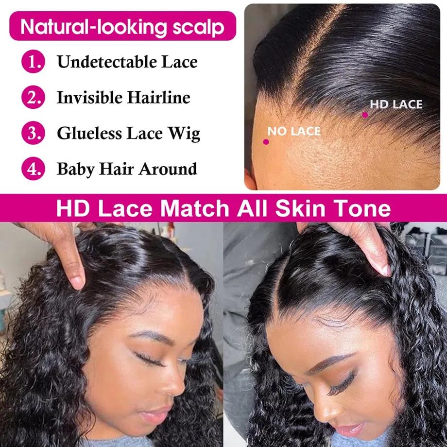 Perruque Lace Front Wig Naturelle Bouclée, Deep Wave, 13x4, 13x6, HD, 5x5, 6 Tages, 28 30 Pouces