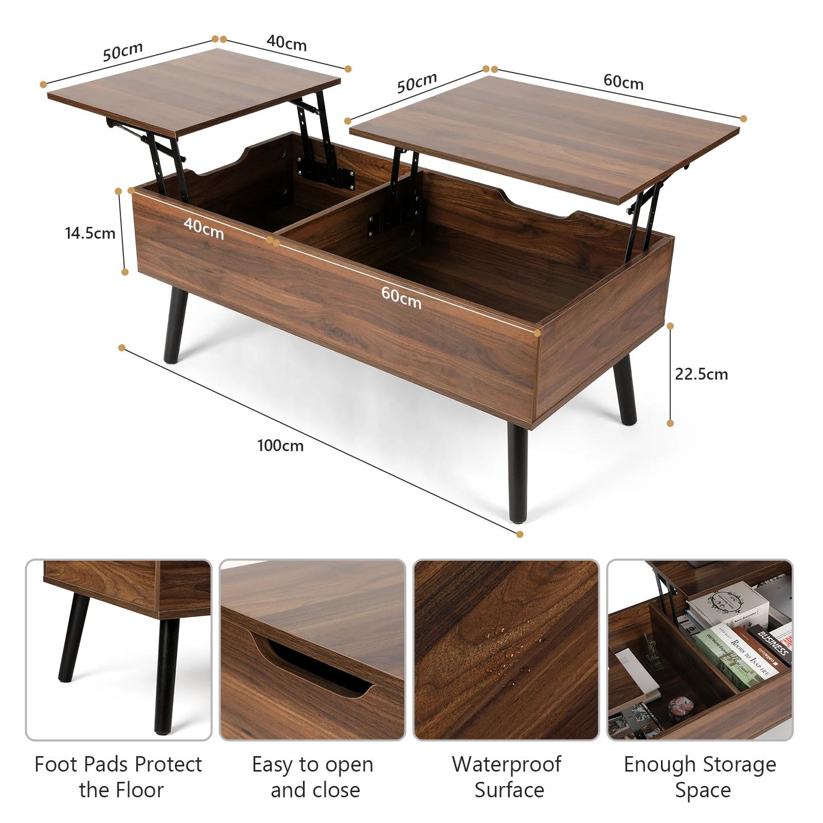 VOWNER-Table Basse artificiel évatrice avec Compartiment de Rangement Mathié et Caché, Plateau de Ta