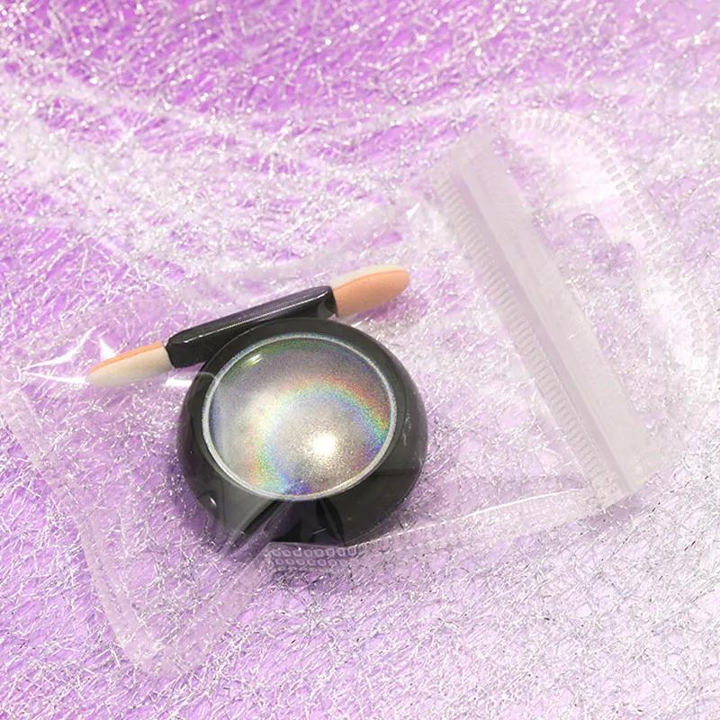 Poudre à ongles Laser chromée 6 couleurs, miroir holographique, Pigment pailleté, argent/or, poussiè