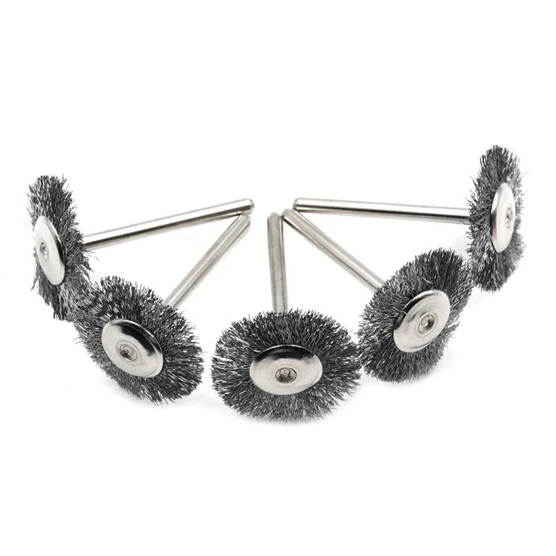 Jeu de brosses à roue métallique, perceuse, polissage, outils Dremel, tige de 3mm pour meuleuse élec