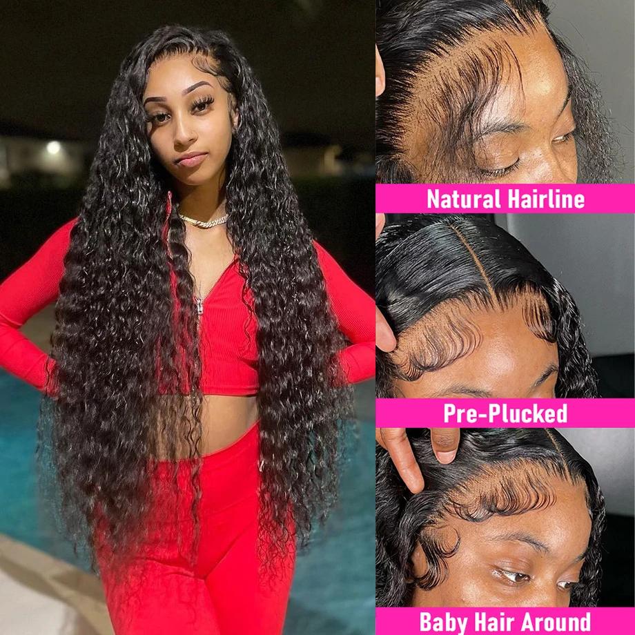 Perruque Lace Front Wig naturelle bouclée, Deep Wave, HD, 13x6, 13x4, 30 pouces