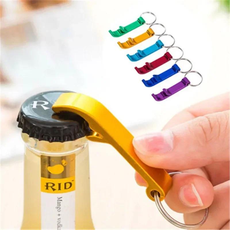 Ouvre-bouteille de bière portable en aluminium, porte-clés, poche 4 en 1, 5 couleurs, cadeaux de fêt