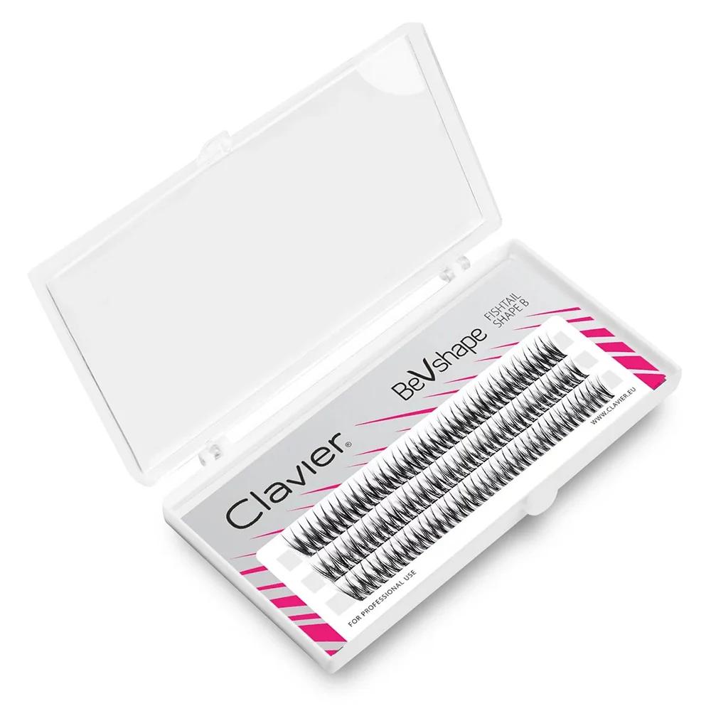 Clavier naturel grappe de cils BeVshape queue de poisson forme B Curling cils 10D soie doux cils out