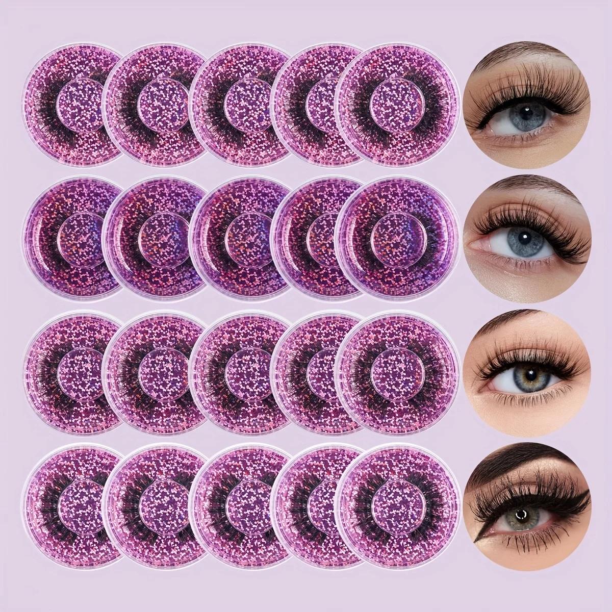 20 paires 4 Styles vaporeux Faux vison Faux cils mélangés dramatiques épais bouclés moelleux bande c