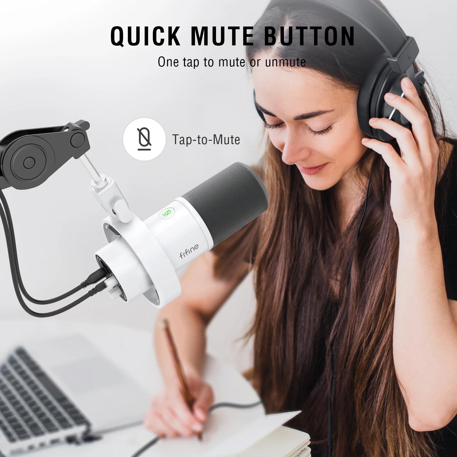 FIFINE-Microphone dynamique XLR statique avec surveillance en temps réel, micro de streaming USB ave
