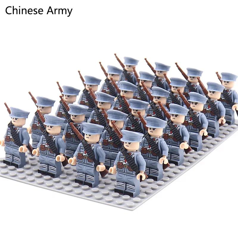WW2 24 pièces/lot soldats militaires blocs de construction ensemble armes soviétique US UK chine Fra