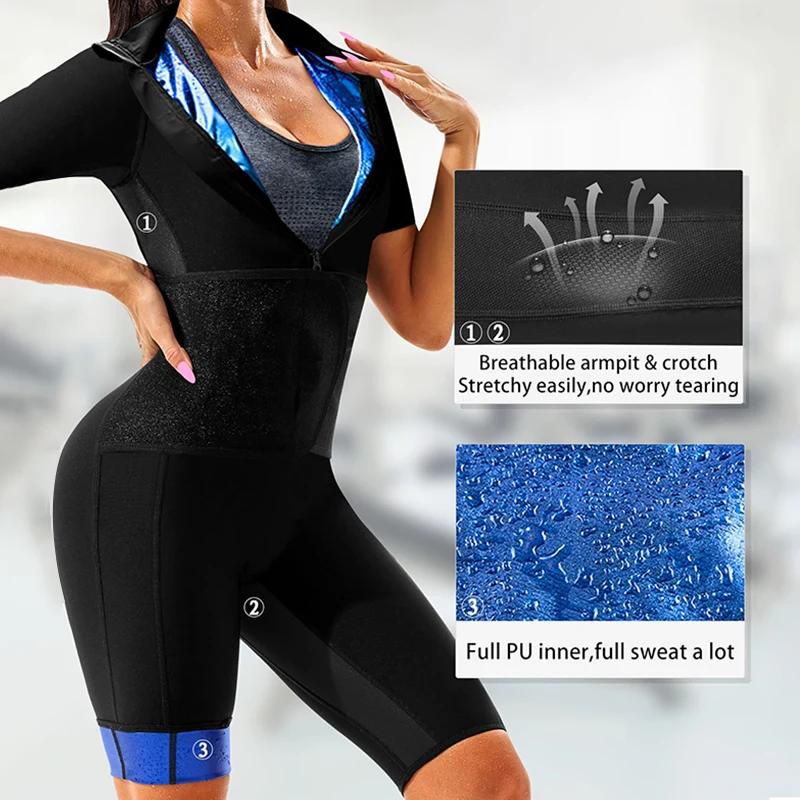 Combinaison de Sauna pour femmes, combinaison amincissante, chemise anti-chaleur pour tout le corps,