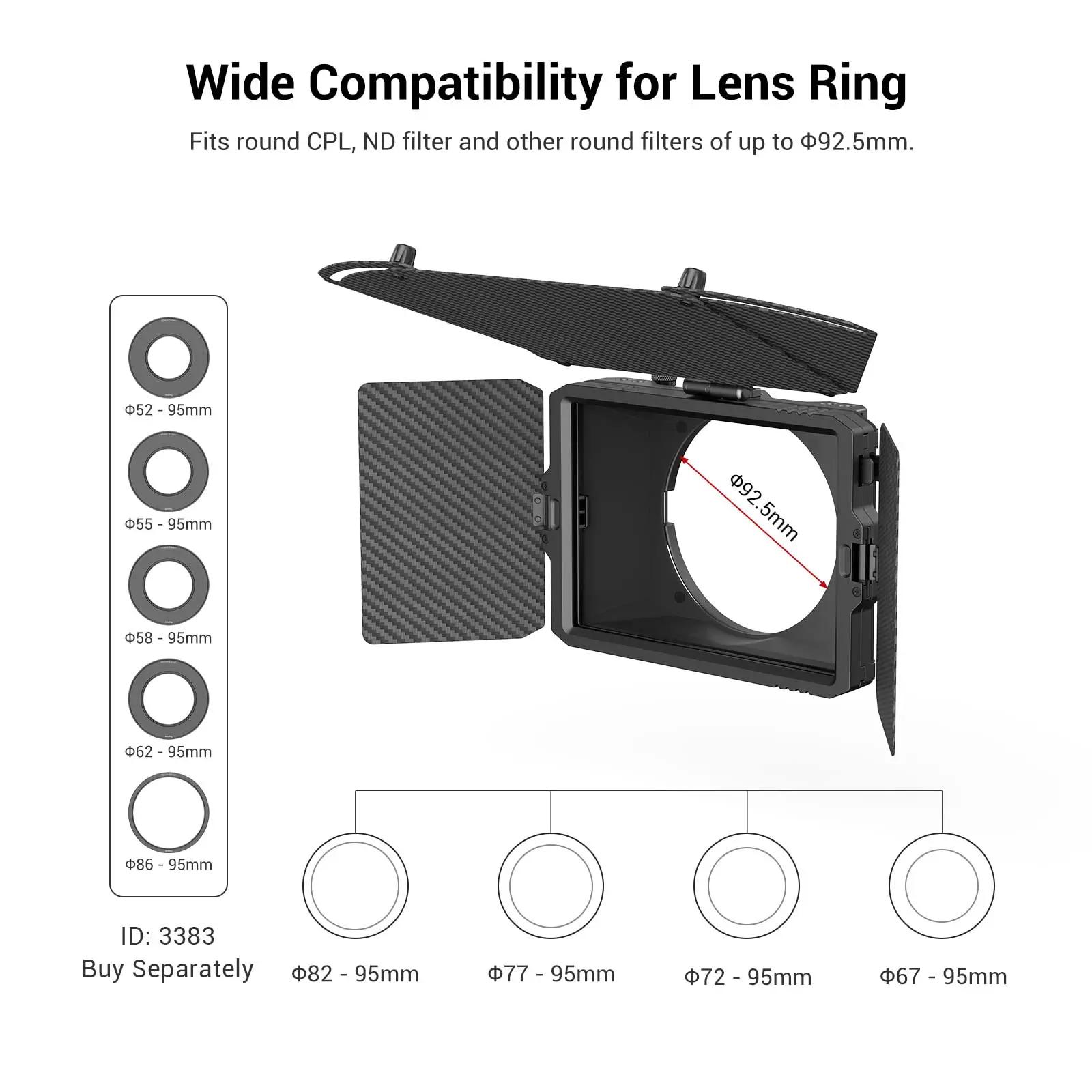 SmallRig Mini Matte Box Pro Mini Follow Focus Protection contre l'éblouissement et l'évasement à dég