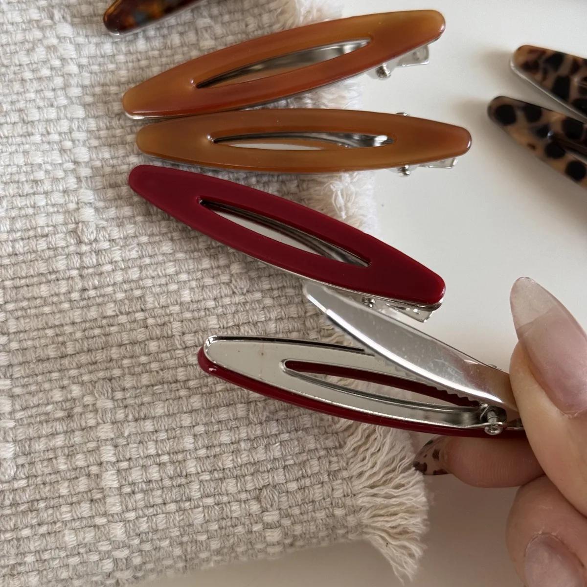 Pinces à cheveux en acétate, Barrettes géométriques ovales creuses, épingles latérales, épingle à ch