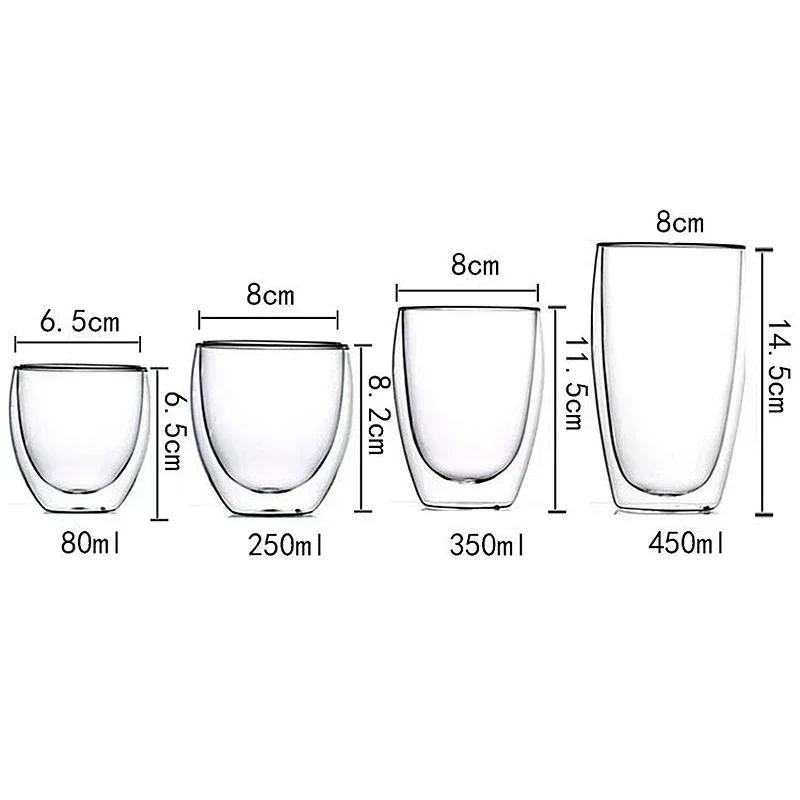 Tasse en verre Borosilicate à Double paroi, résistante à la chaleur, pour thé, lait, jus, café, eau,