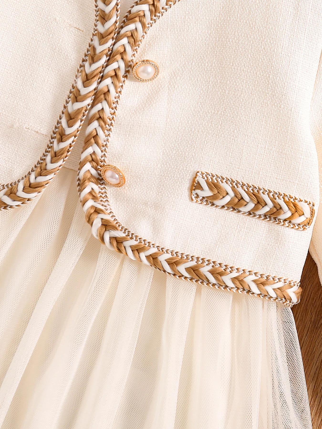 Nouvelle robe mignonne à la mode d'automne pour filles, robe de princesse moelleuse - blanche