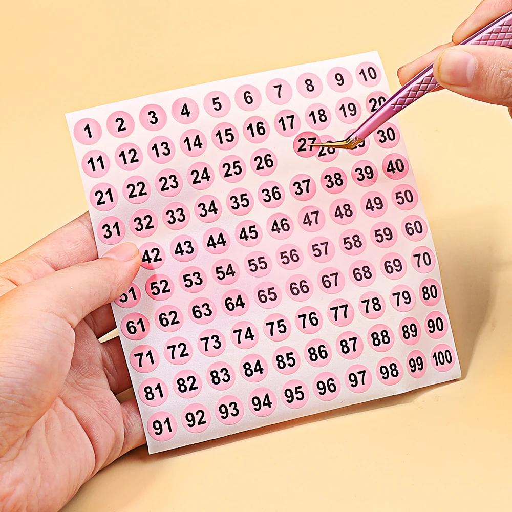 Étiquette autocollante numéro rose étanche pour vernis à ongles, marquage de vernis Gel de couleur, 