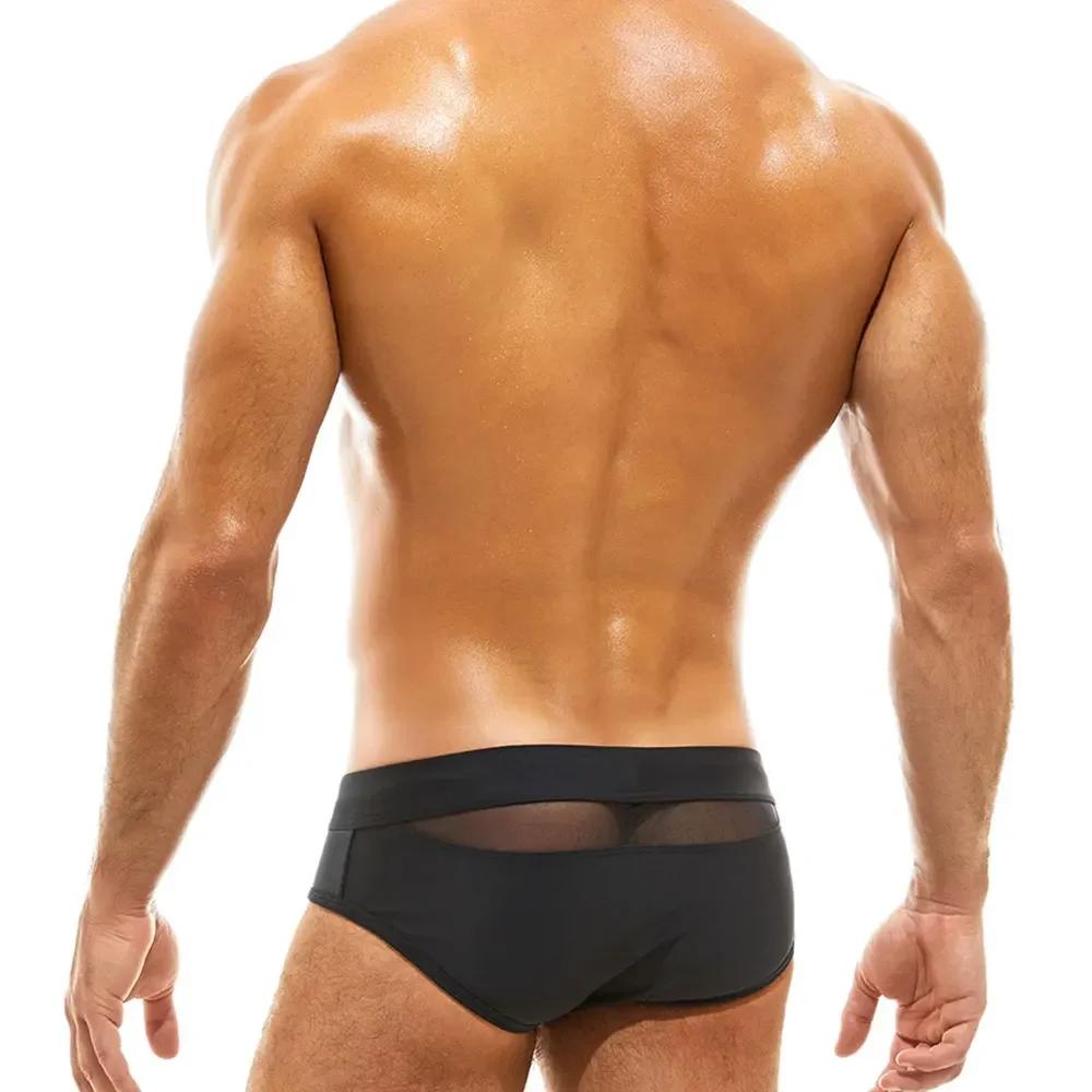 Maillot de bain en maille pour hommes, Sexy, ajouré, cordon de serrage, taille basse, culotte de nat