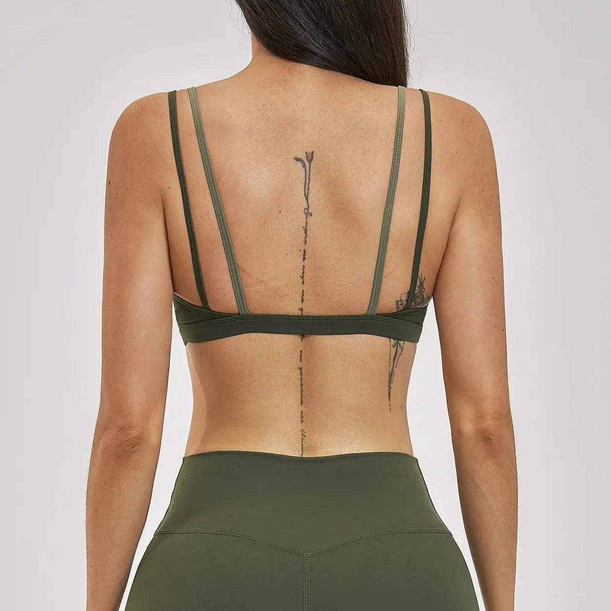 Soutien-gorge de sport Ningyu pour femme, dos nu, effet deux pièces, couleurs contrastées, sous-vête